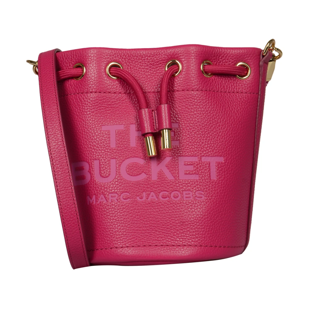 Marc Jacobs Leren Bucket Tas met Logo Inprenting Pink Dames