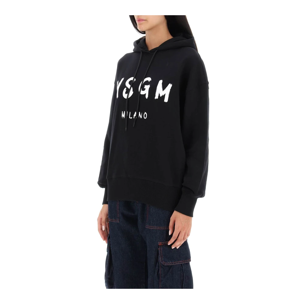 Msgm Contrasterende Logo Hoodie Black Dames