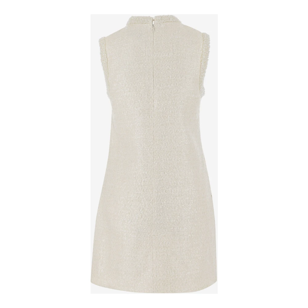 Self Portrait Geborduurde Bouclé Mini Jurk Ivoor White Dames