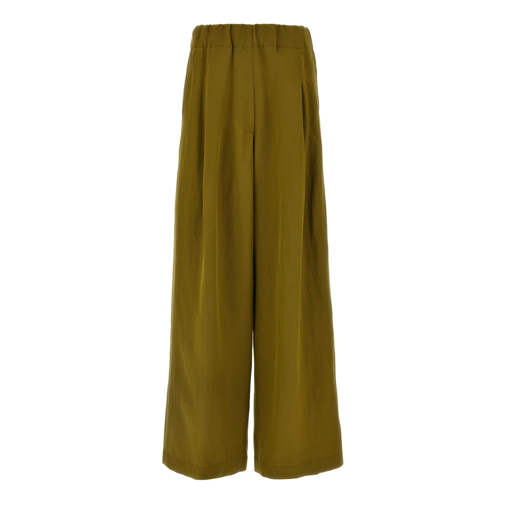 Dries Van Noten Women's Green Pila Wool Blend Pants