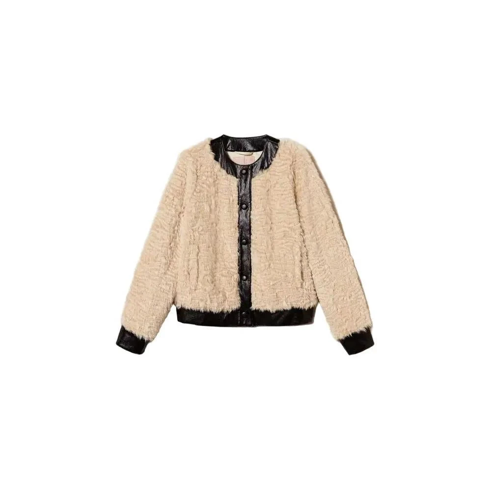 Twinset Femme Beige - Vestes En Fausse Fourrure Et Peau Lainée - Vestes - Taille: 36 Fr