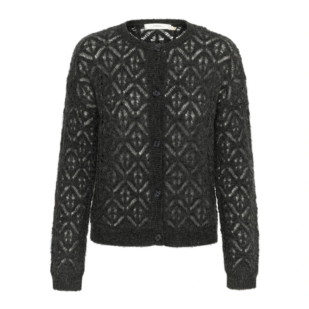 InWear Donkergrijze Melange Cardigan met Knoopsluiting Black Dames
