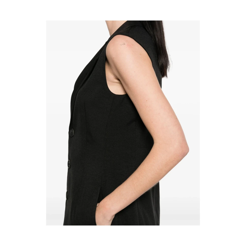 Y-3 Zwarte Geknoopte Rits Waistcoat met Zakken Black Dames