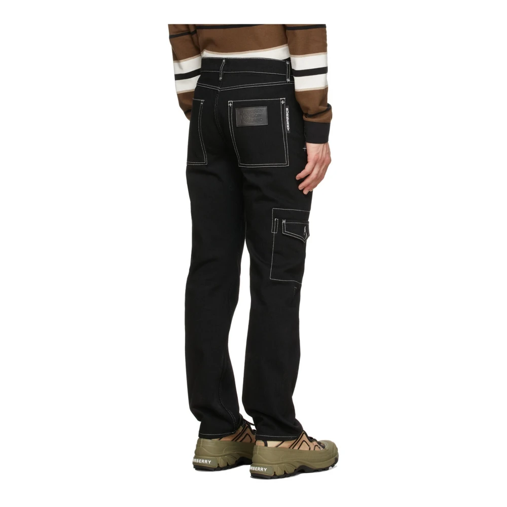Burberry Zwarte Katoenen Broek Aw22 Black Heren