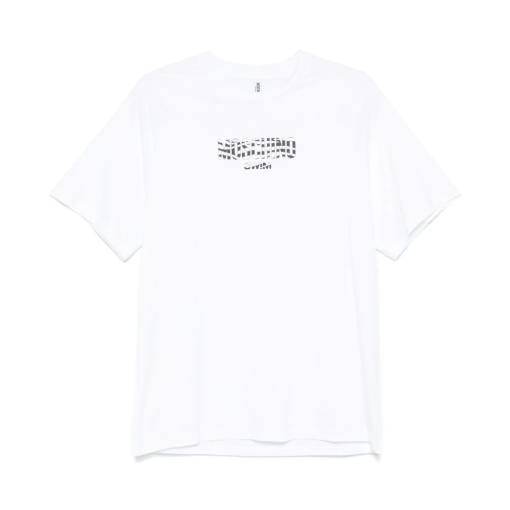 Moschino Logo Print Crew Neck T-shirt White Heren