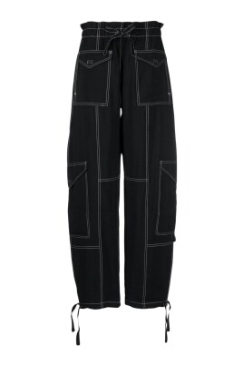 Balmain Pantalones cortos cargo de talle alto en lana negra Negro
