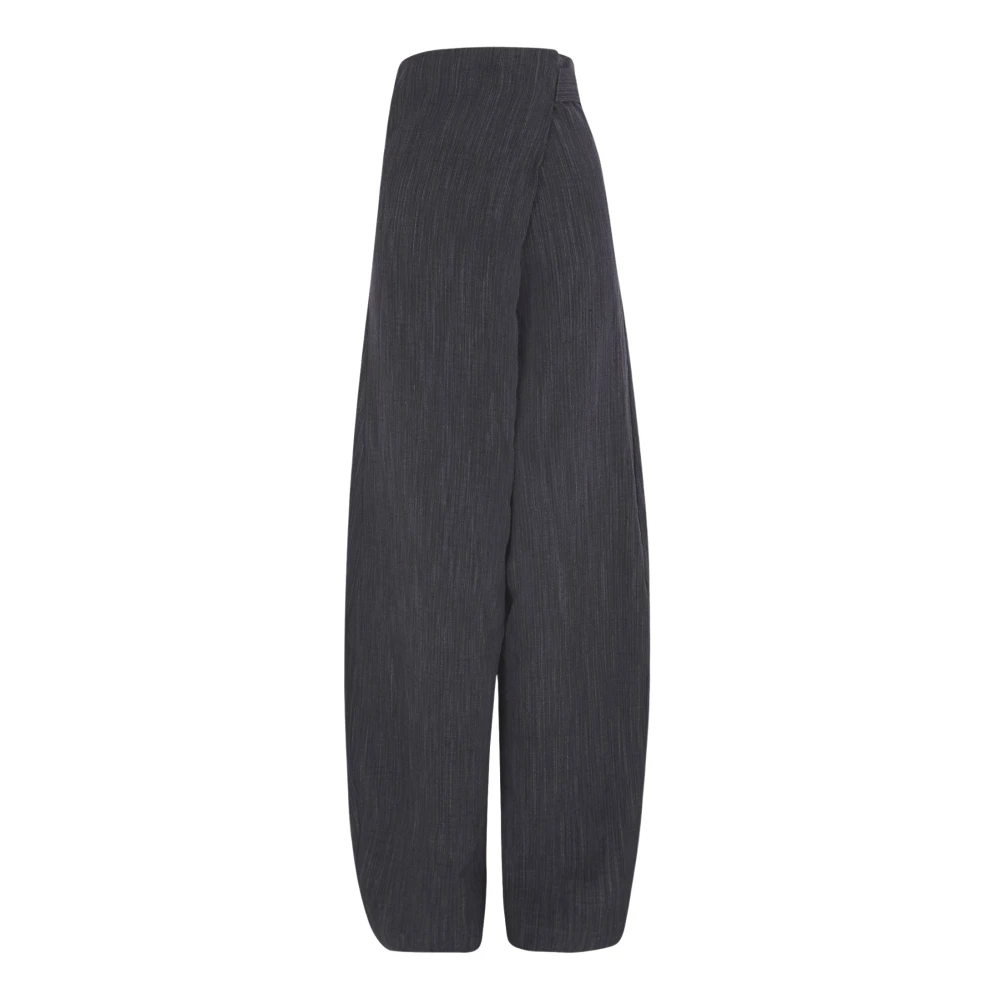 Cortana Blue Tapered Trousers, Female, Xl, High-Waist Wrap Trousers