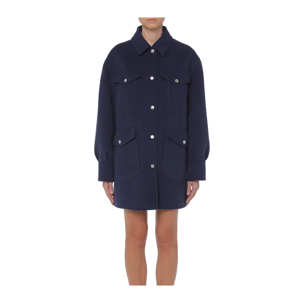 Moschino Single-Breasted Coats Blue Dames