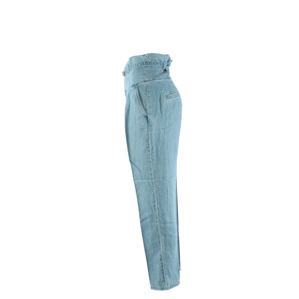 pinko Blauwe Ceintuur Lyocell Broek Blue Dames