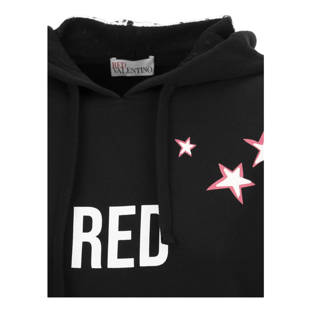 RED Valentino Zwart Jersey Sweatshirt met Tule Detail Black Heren