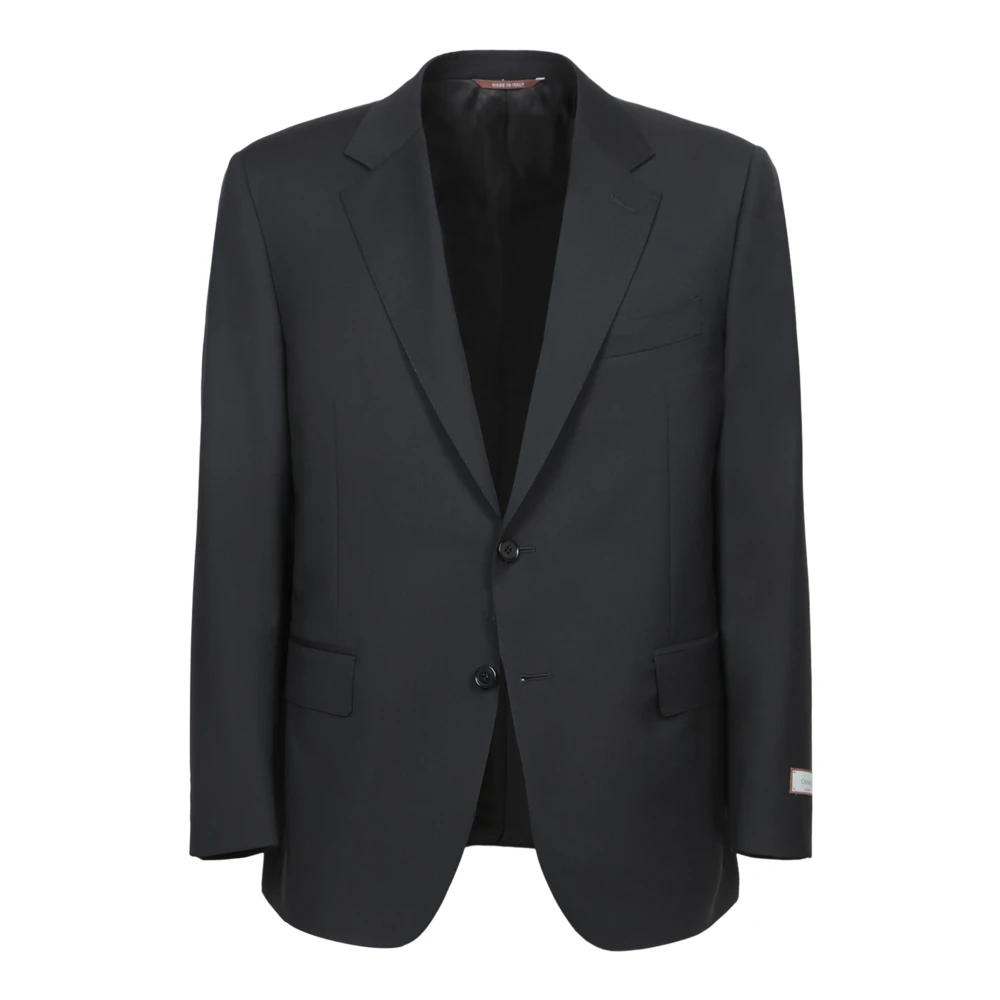 Canali Elegante Zwarte Mohair Twee-Knoopspak Black Heren