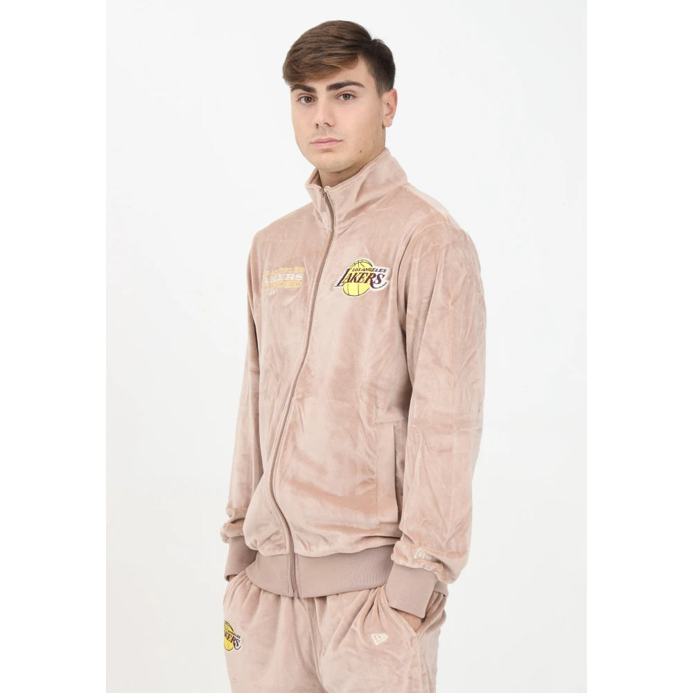 new era LA Lakers NBA Lifestyle Velvet Zip Track Sweater Pink Heren