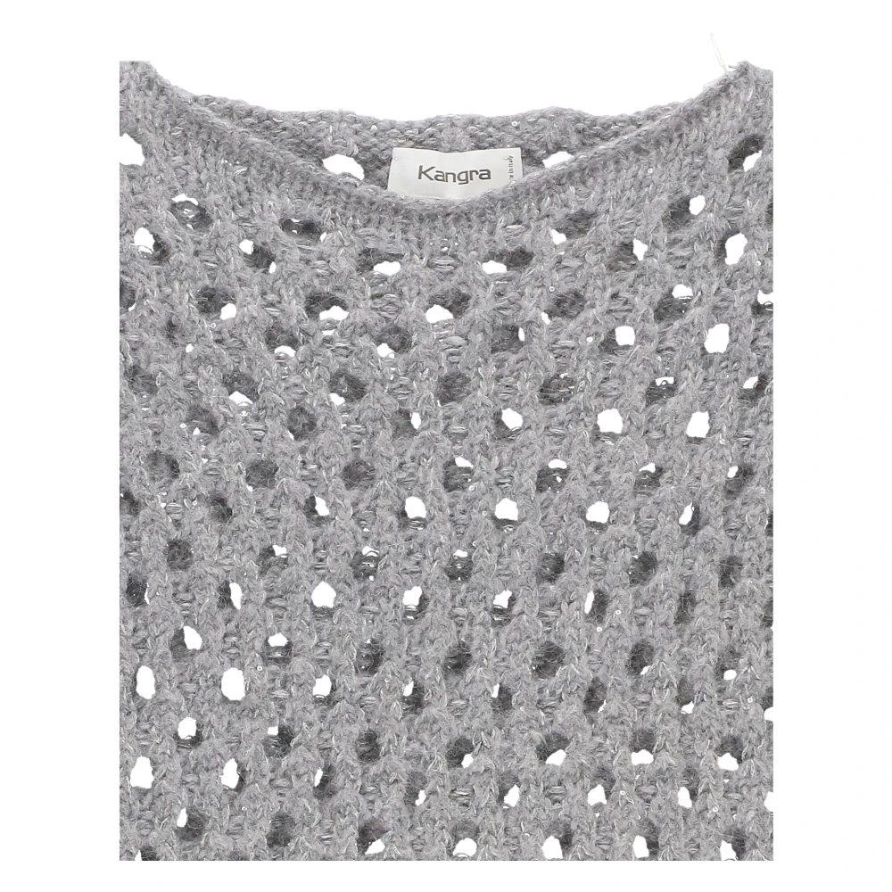 Kangra Cashmere Wol Gilet met Kantpatroon Gray Dames