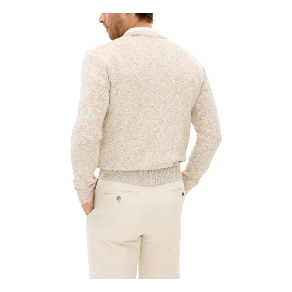 Oscar Jacobson Beige Katoenen Sweater met Ronde hals Beige Heren
