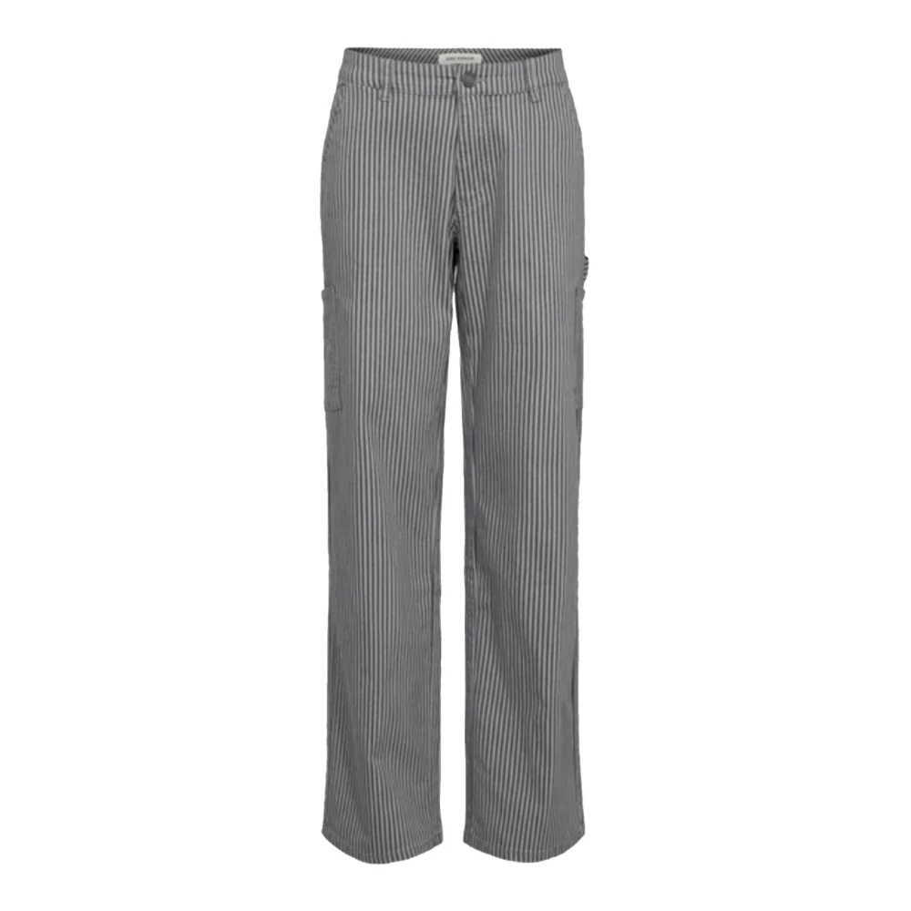 Sofie Schnoor Gray Straight Trousers, Female, M, Grey Stripe Cargo Trousers Snos250