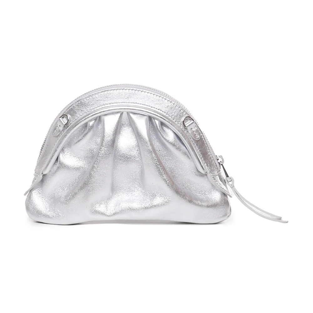 Coccinelle Zilveren Ostrich Print Leren Tas Gray Dames
