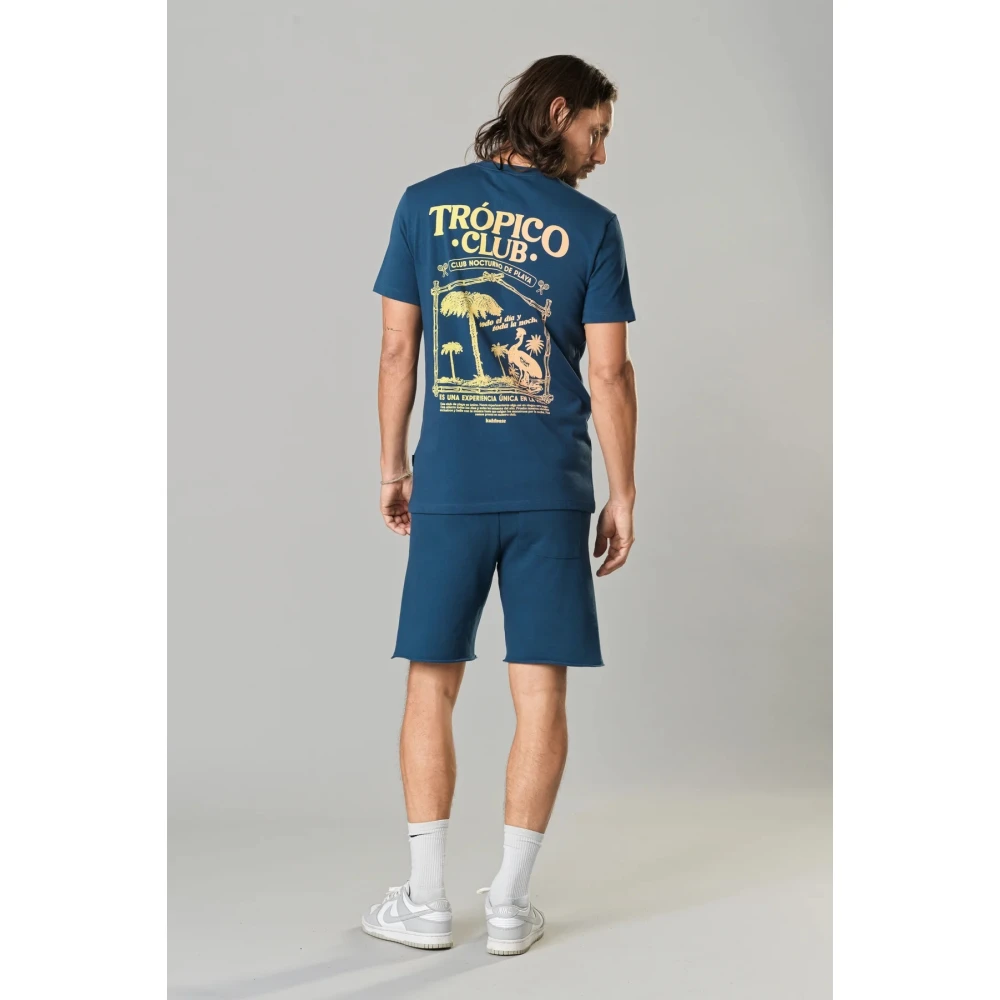 Kultivate Tropico T-shirt met groot rugprint Blue Heren