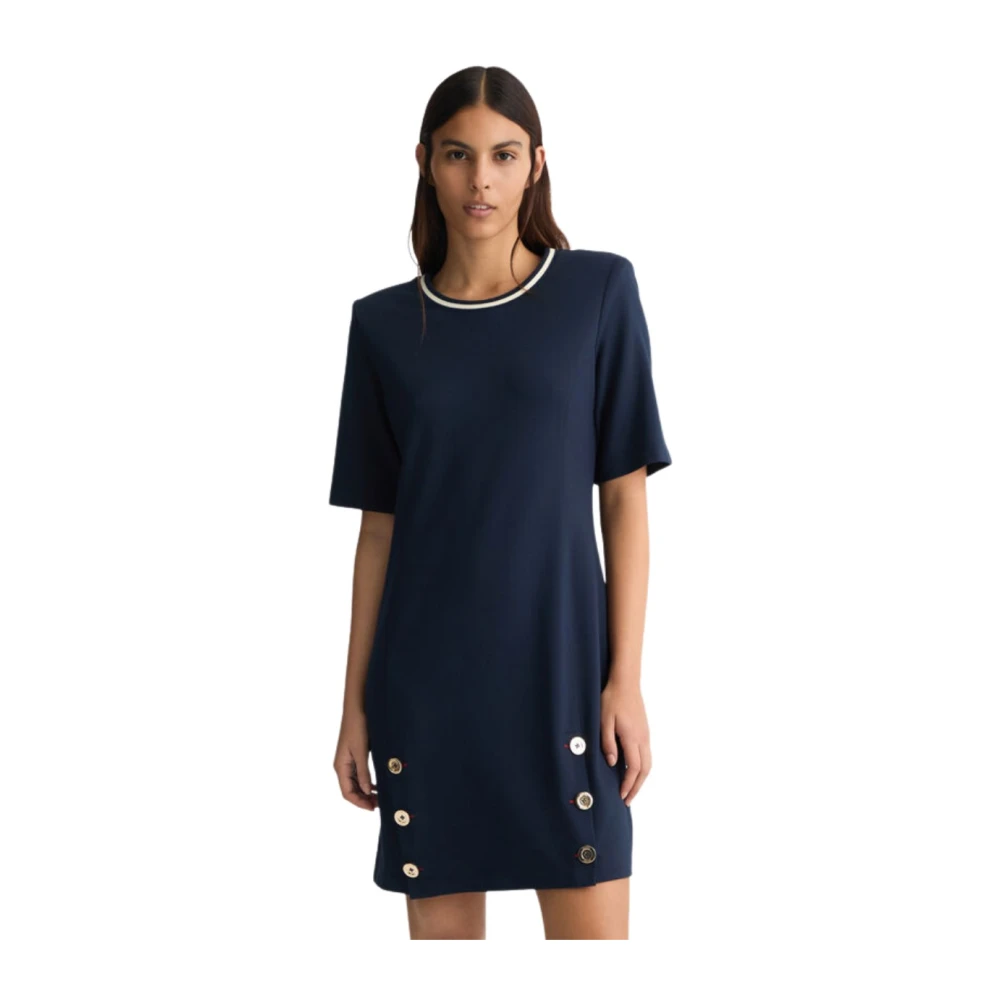 Liu Jo Blauwe Jersey Jurk met Ronde Hals Blue Dames