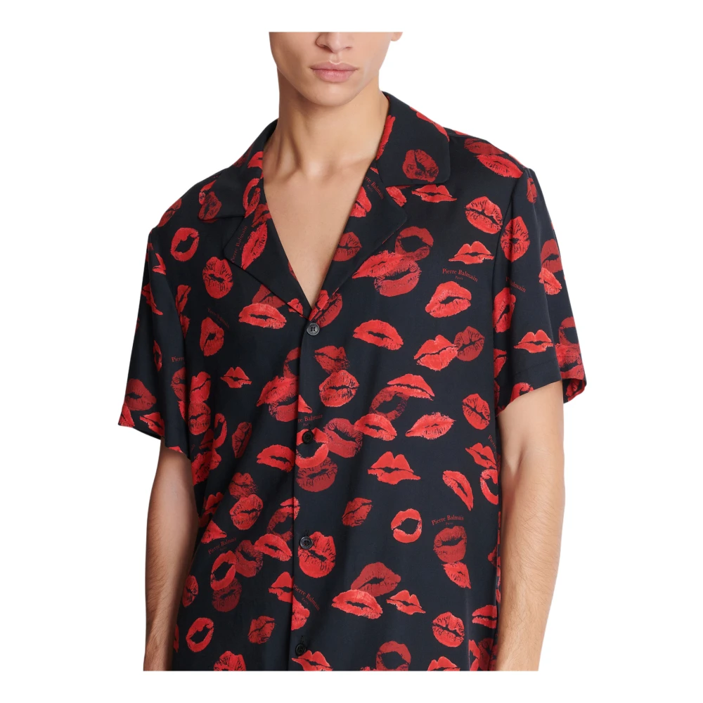Balmain Twill pyjama overhemd met Kiss print Multicolor Heren
