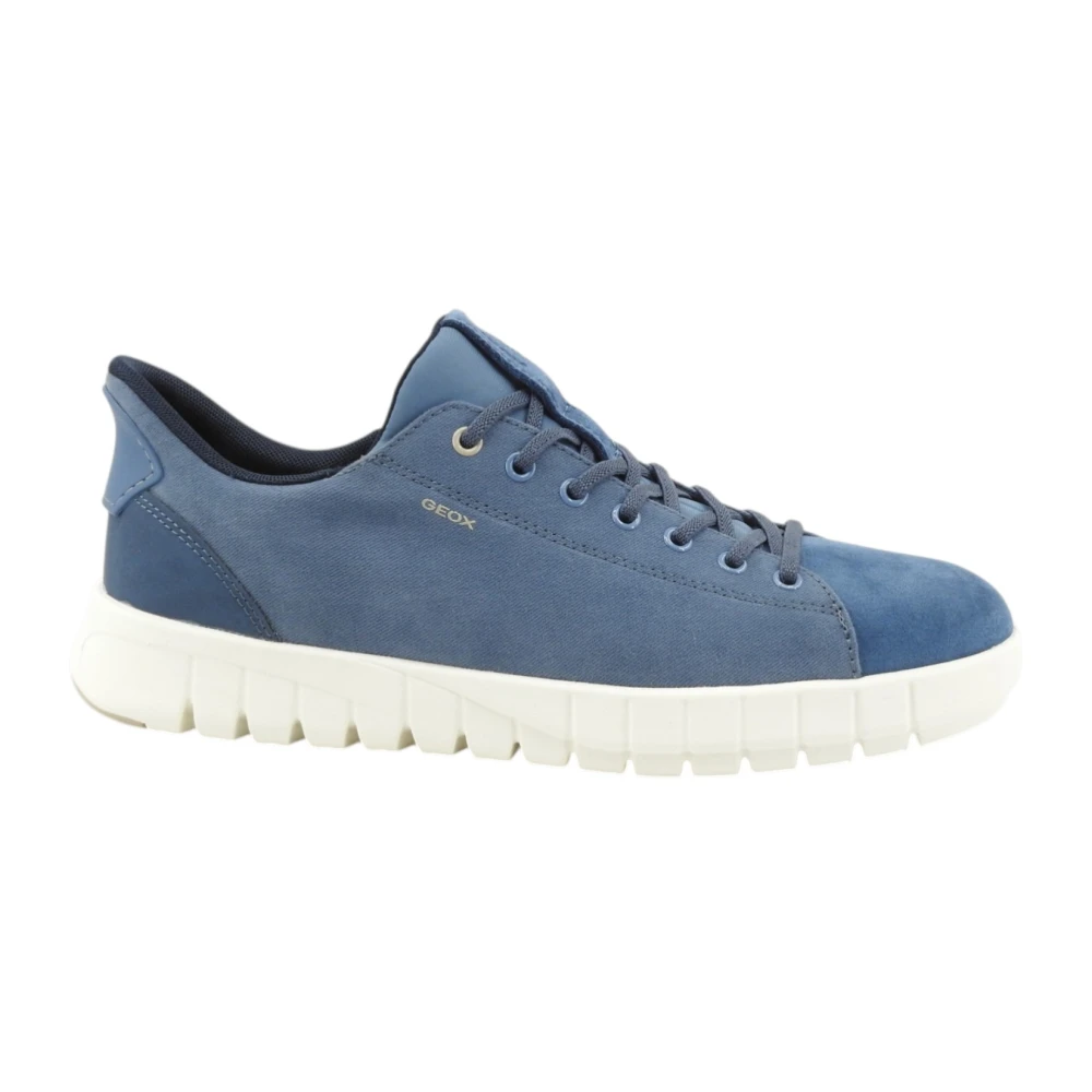 Geox Mannelijk Blauw Schoenen Heren, 44 Eu, Leer, Sneakers