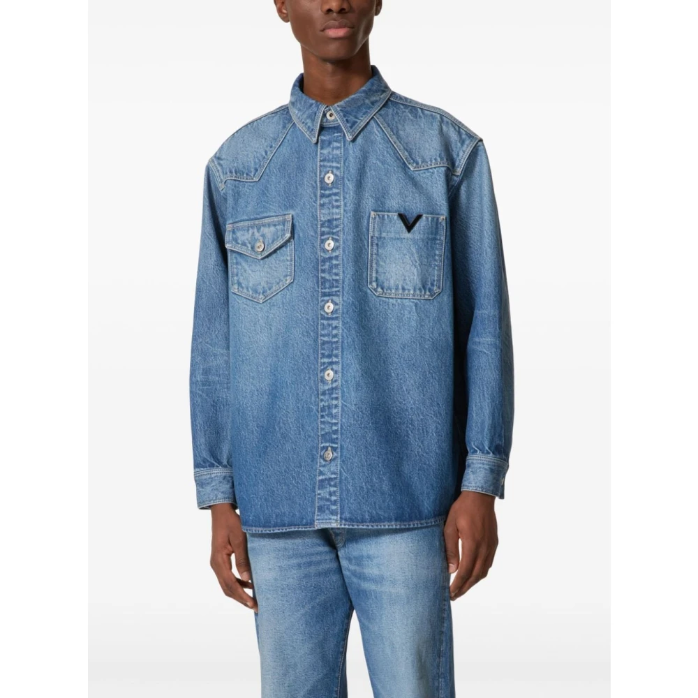 Valentino Garavani Blauwe Shirts Aw24 Herenmode Blue Heren