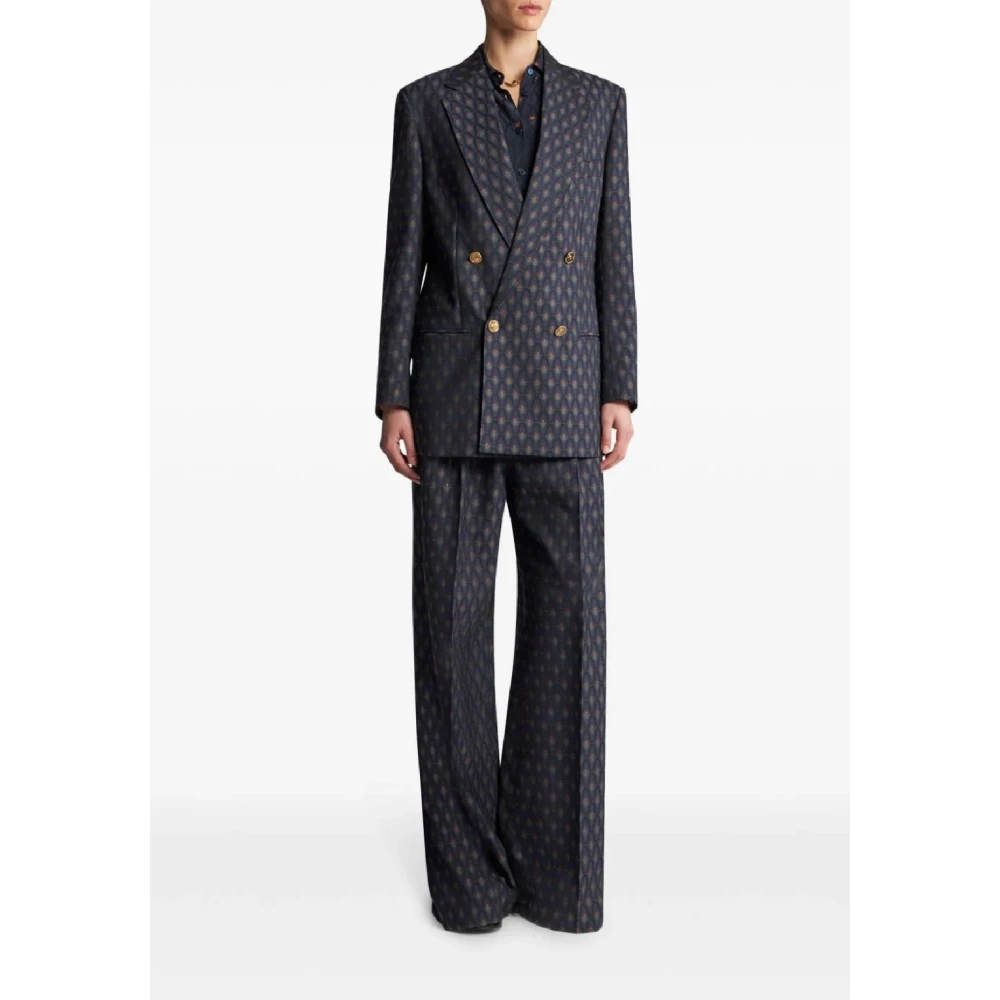 ETRO Blauwe Wolmix Stijlvolle Jas Blue Dames