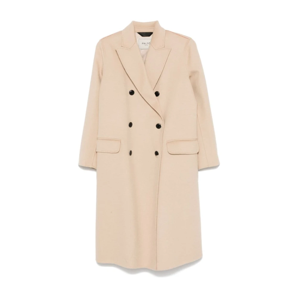 Paltò Beige Wollen Blend Double-Breasted Jas Beige Dames