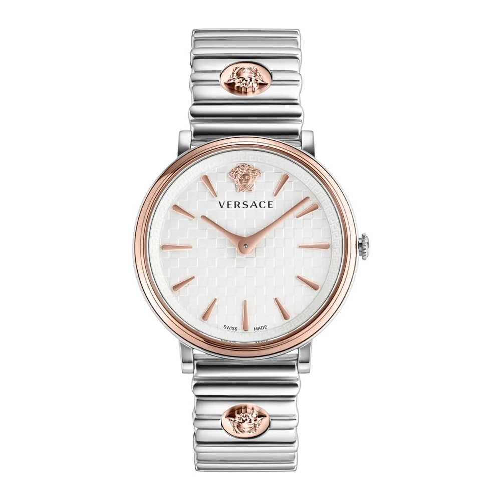 Versace Unisex Gray Sleek Quartz Analog Stainless Steel Watch