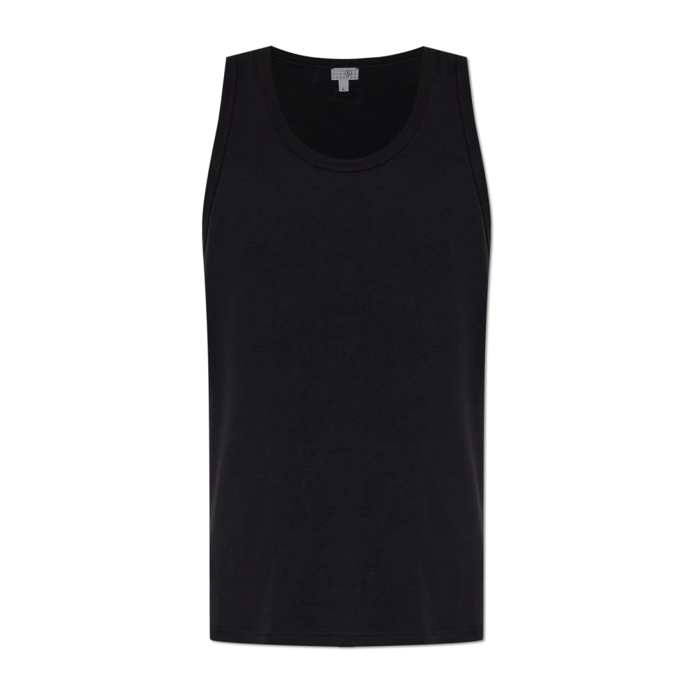 Mm6 Maison Margiela Mannelijk Zwart Tops Heren, Xl, Mouwloze Ondergoed T-Shirt