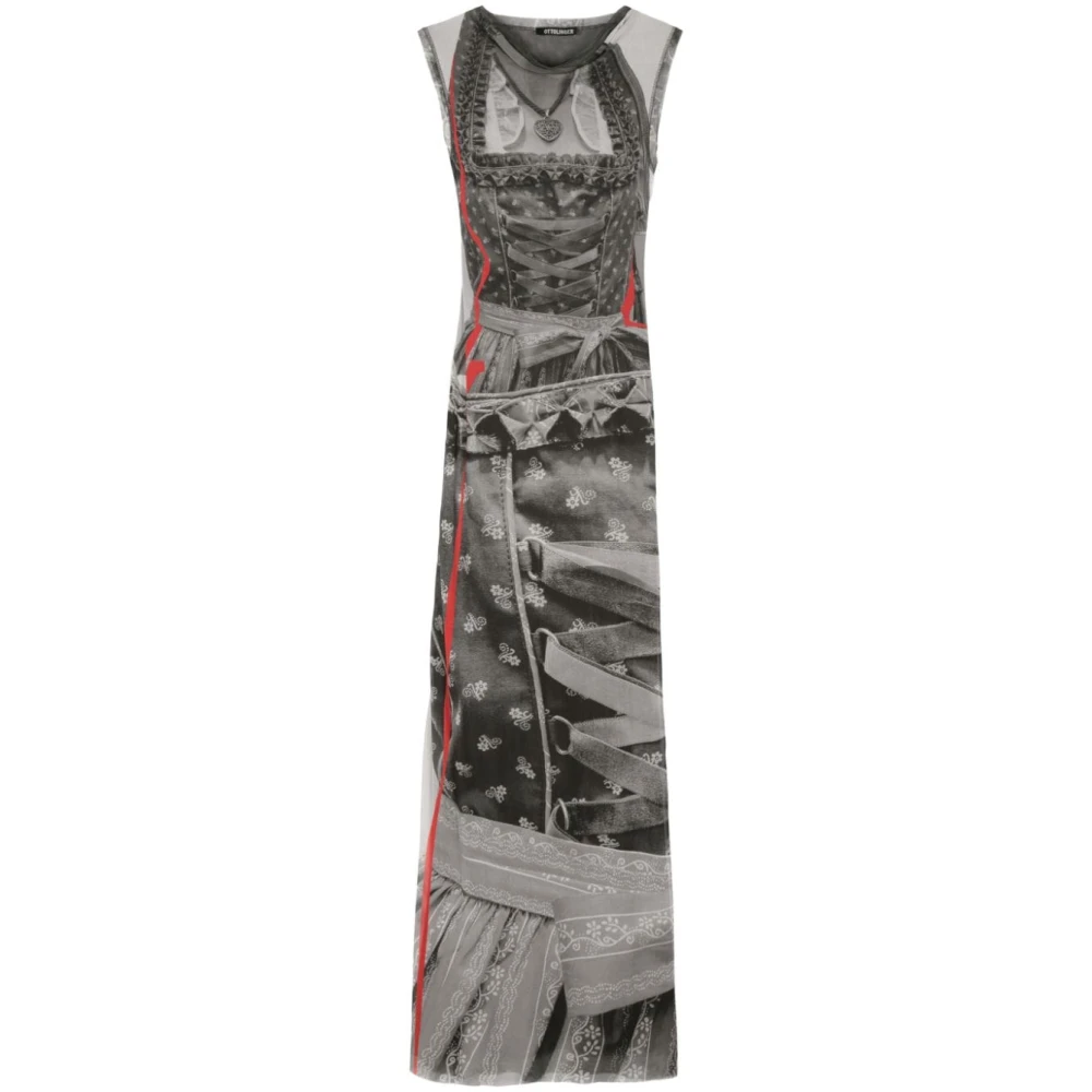 Ottolinger Grafische Print Mesh Jurk Gray Dames