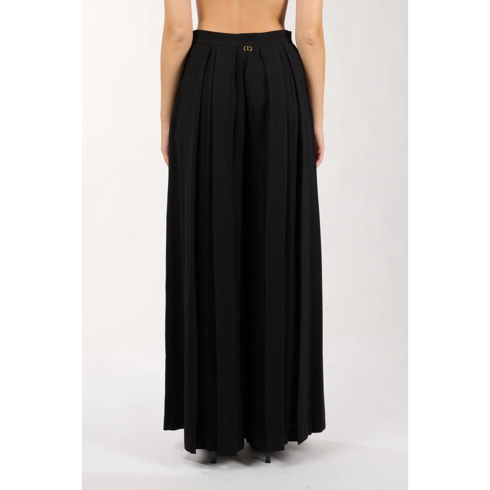 Twinset Wijde Pijp Crêpe Palazzo Broek Black Dames