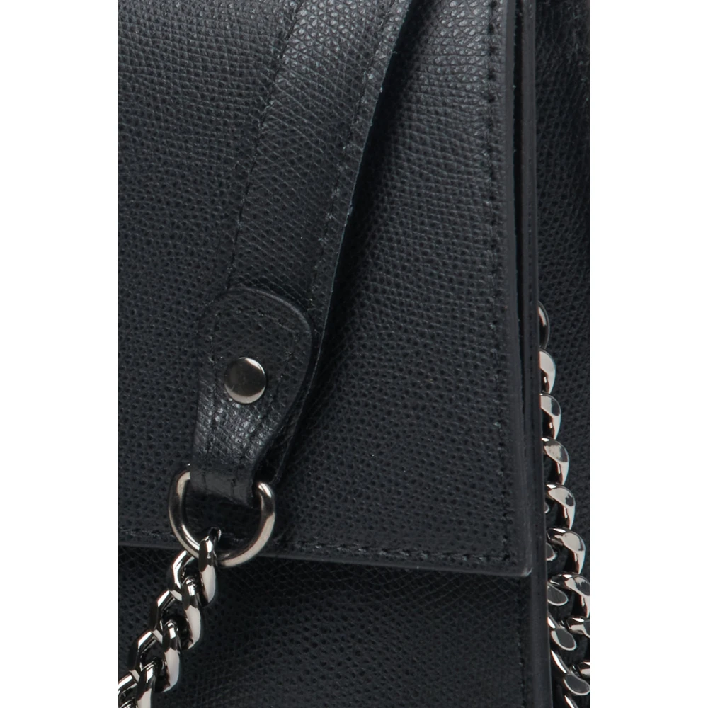 Estro Dames Kleine Zwarte Flap Handtas gemaakt van Echt Italiaans Leer Er00114072 Black Dames