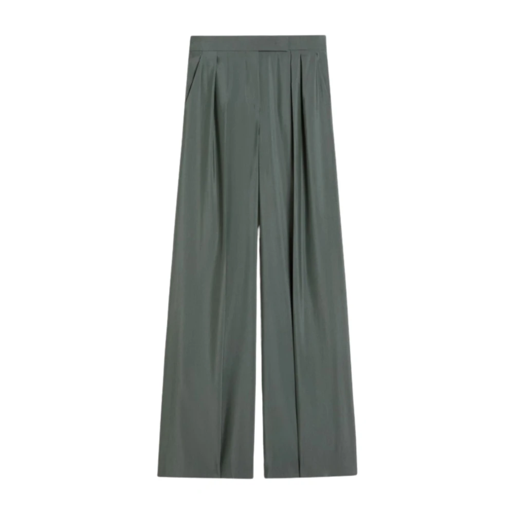 Max Mara Women's Green High-Waisted Wide-Leg Trousers - Woman Pants It - 42 - Image 3