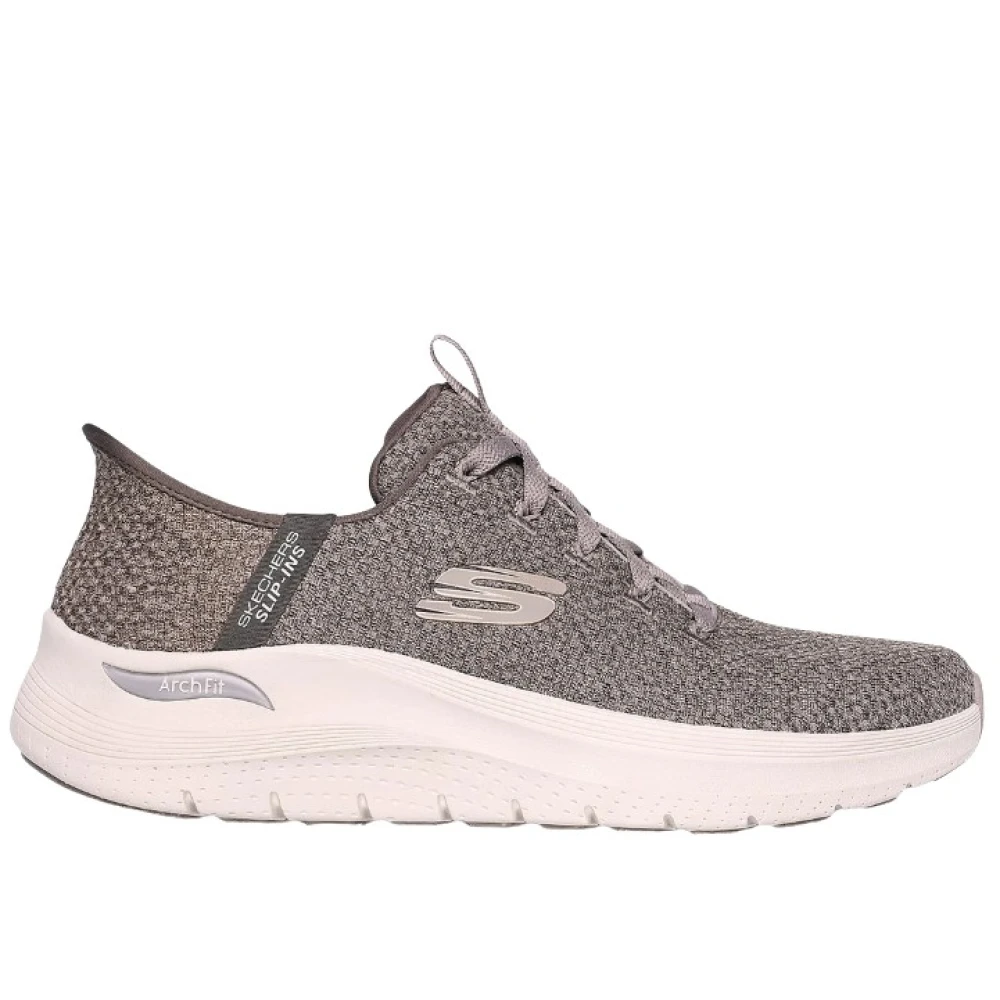 Skechers Mannelijk Beige Comfortabele Slip-Ins Met Hielkussen
