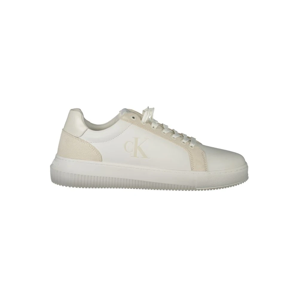 Calvin Klein Men's White Sneakers, 10 Uk, Polyester Sneaker