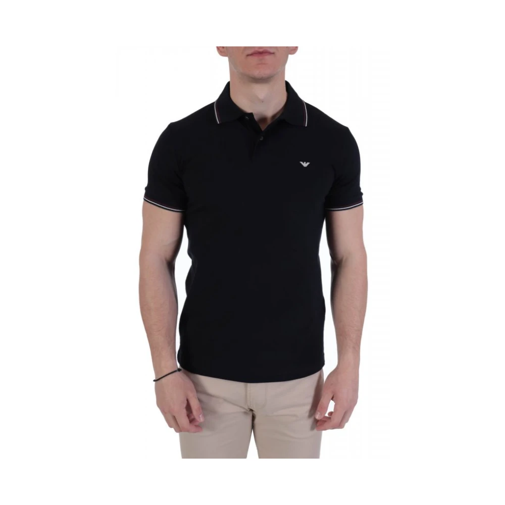 Emporio Armani Men's Blue Slim-Fit Stretch Piqué Polo - Polo Shirts - M - Tops