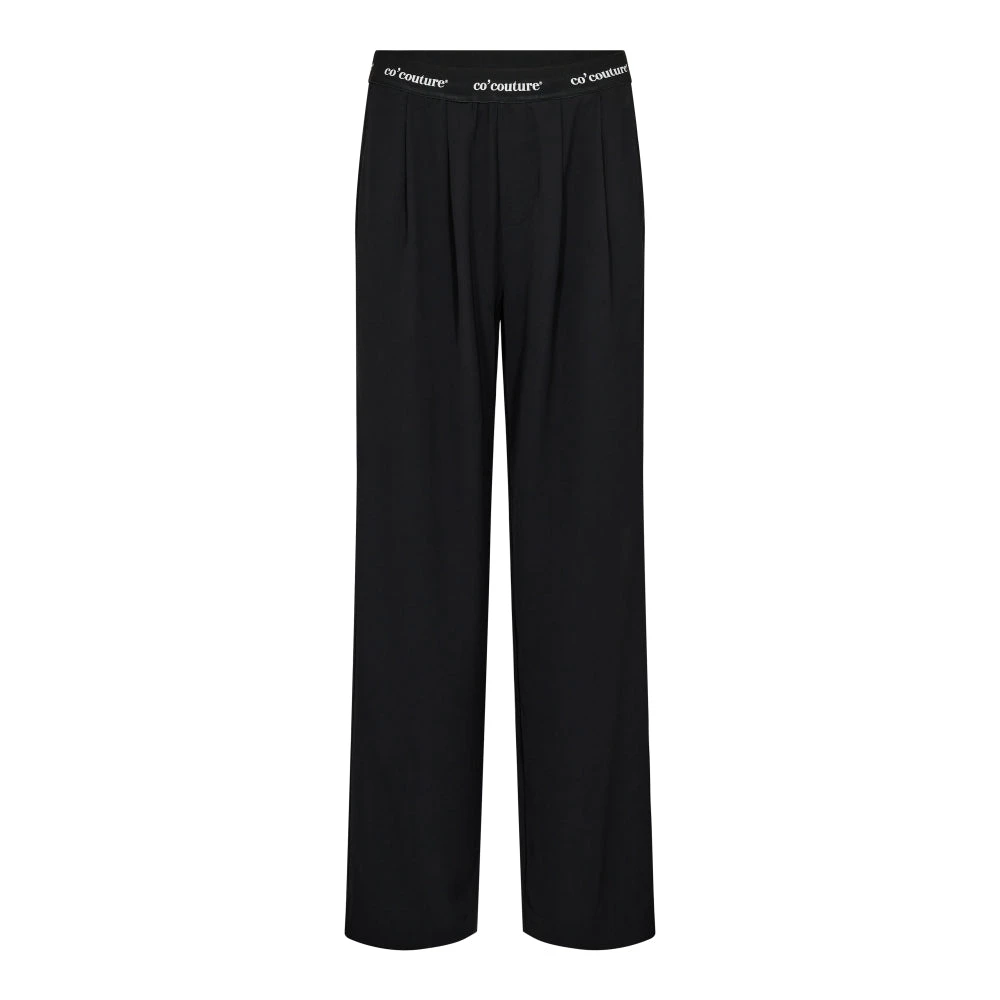 Co'couture Women's Blue Wide Trousers, Xl, Black Logo Trousers