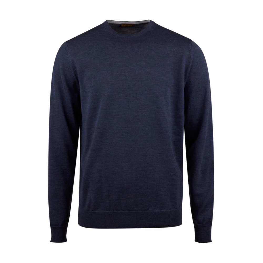 Stenströms Men's Blue Round-Neck Knitwear, 2XL, Merino Wool Crew Neck Jumper