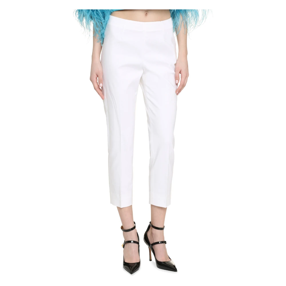 PESERICO Hoge taille katoenen broek White Dames