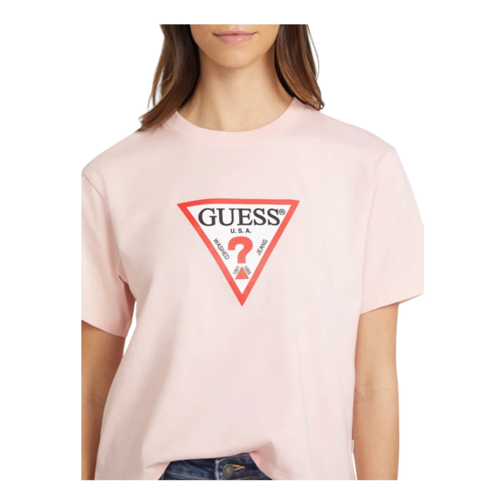 Guess Biologisch Katoenen Boxy Tee Pink Dames