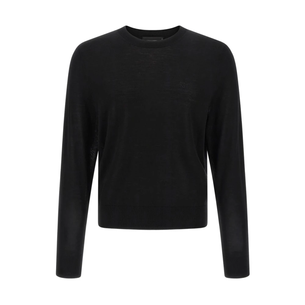 Dsquared2 Men's Black Wool Jumper - Round-Neck Knitwear - M - Knitwear