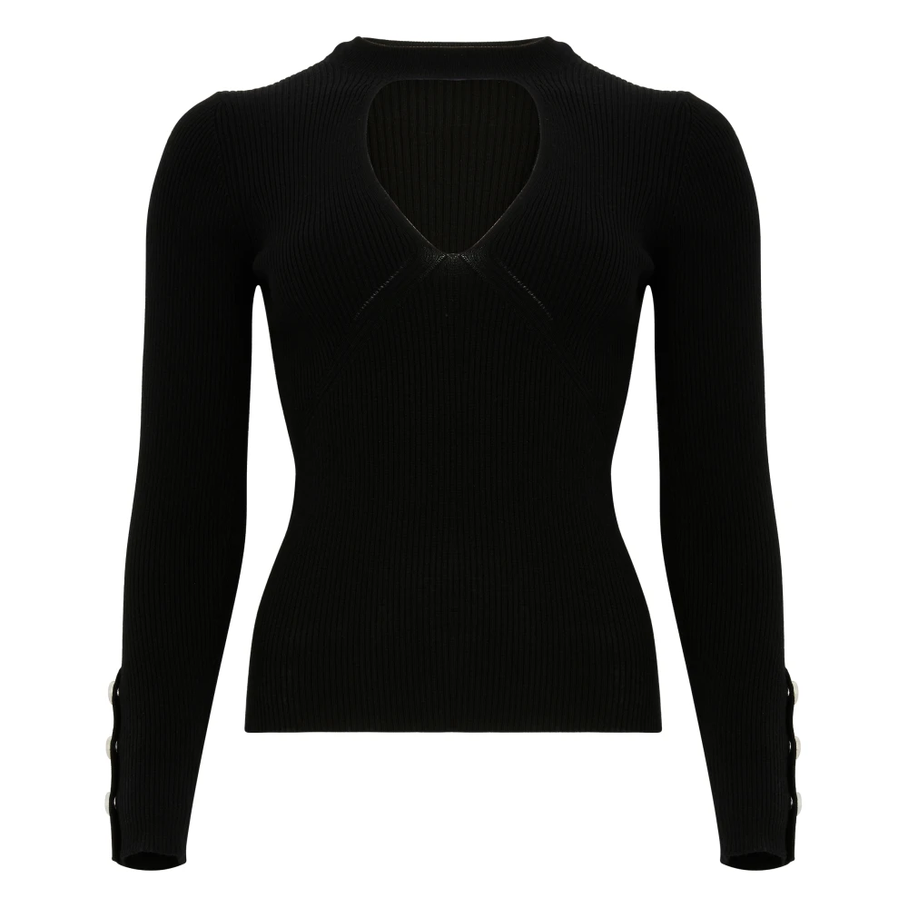 Pinko Gebreide wolmix top met uitsnijddetail Black Dames