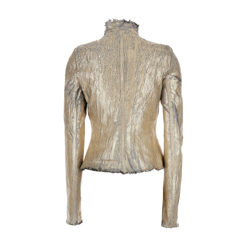 Rick Owens Metallic Asymmetrische Rits Leren Jas Vrouw Gray Dames