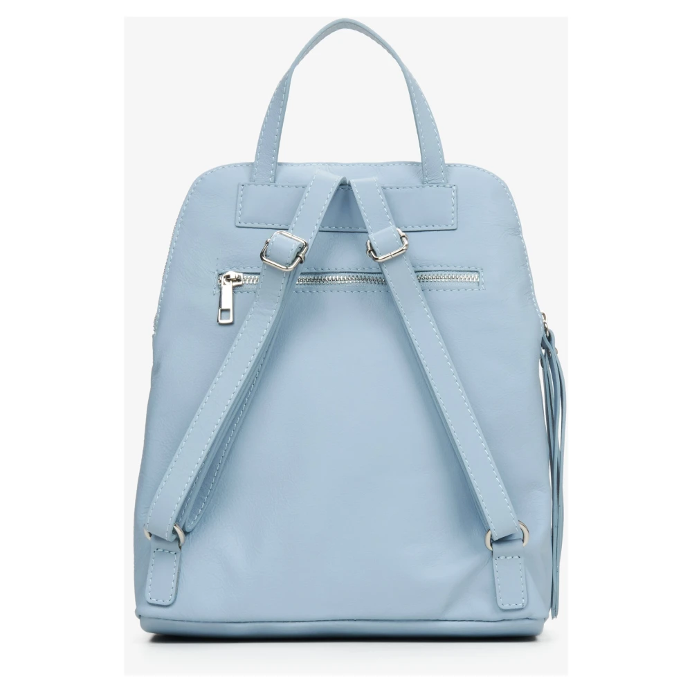 Estro Dames Lichtblauwe Rugzak gemaakt van Echt Italiaans Leer Er00115039 Blue Dames