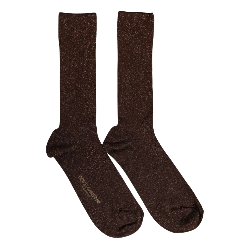 Dolce & Gabbana Dark Brown Viscose Logo Mid Calf Accessory Socks - S - Image 2