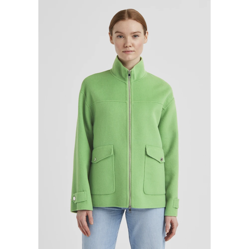 Milestone Doubleface Casual Jack met Opstaande Kraag Green Dames