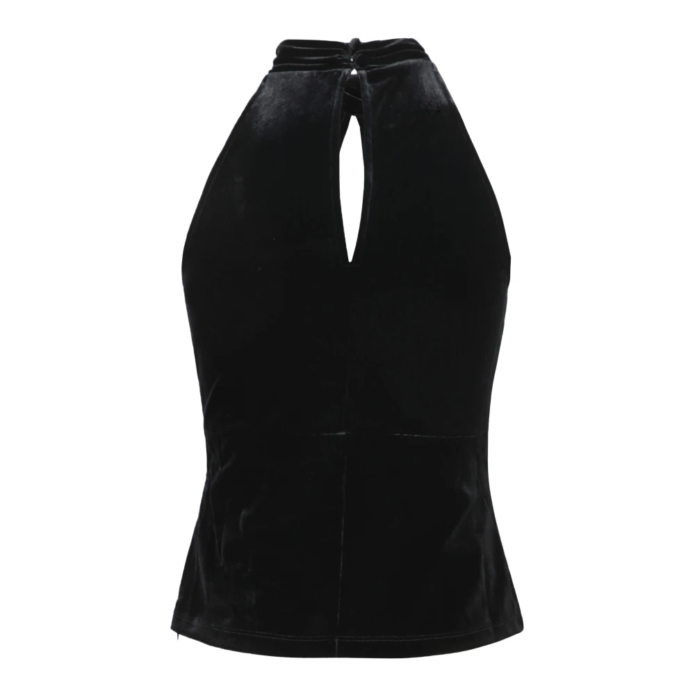Ganni Zwart Velvet Tank Top Black Dames