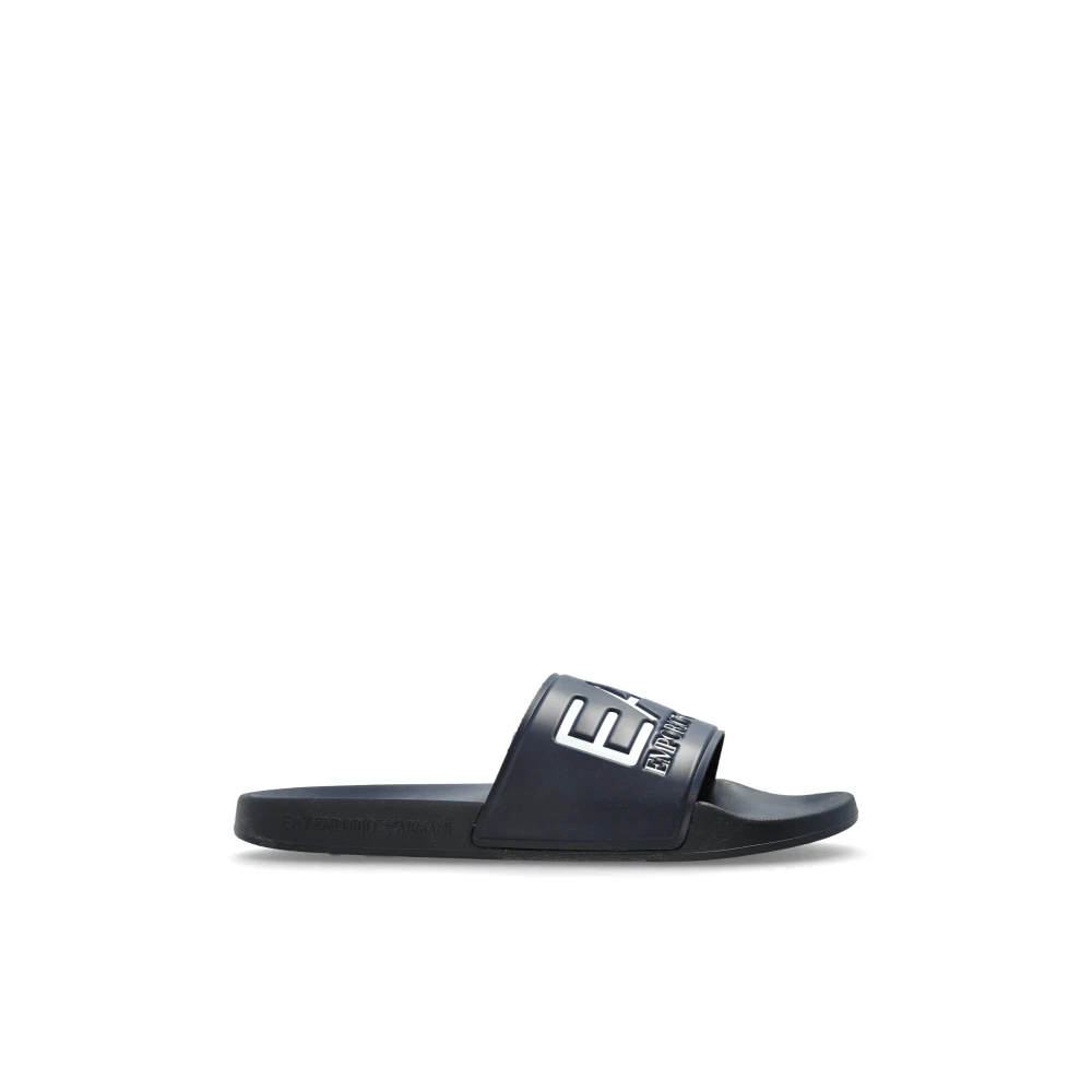 Emporio Armani Ea7 Mannelijk Blauw Rubberen Slippers Met Logo