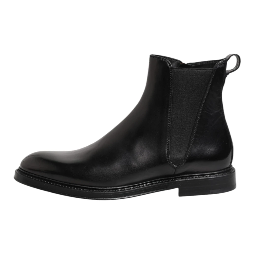 Dolce & Gabbana Men's Black Chelsea Leather Mid Calf Boots