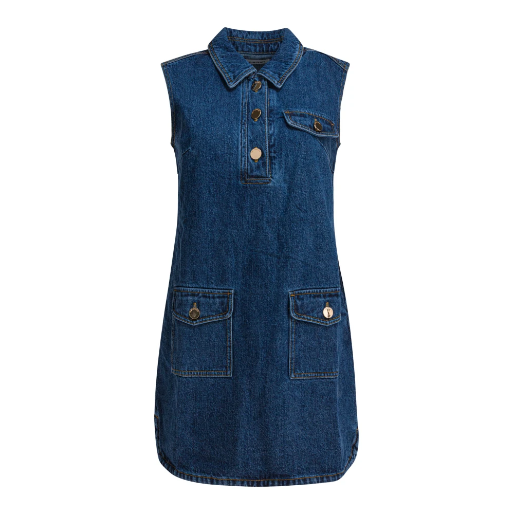 Self Portrait Women's Blue Denim Sleeveless Mini Dress